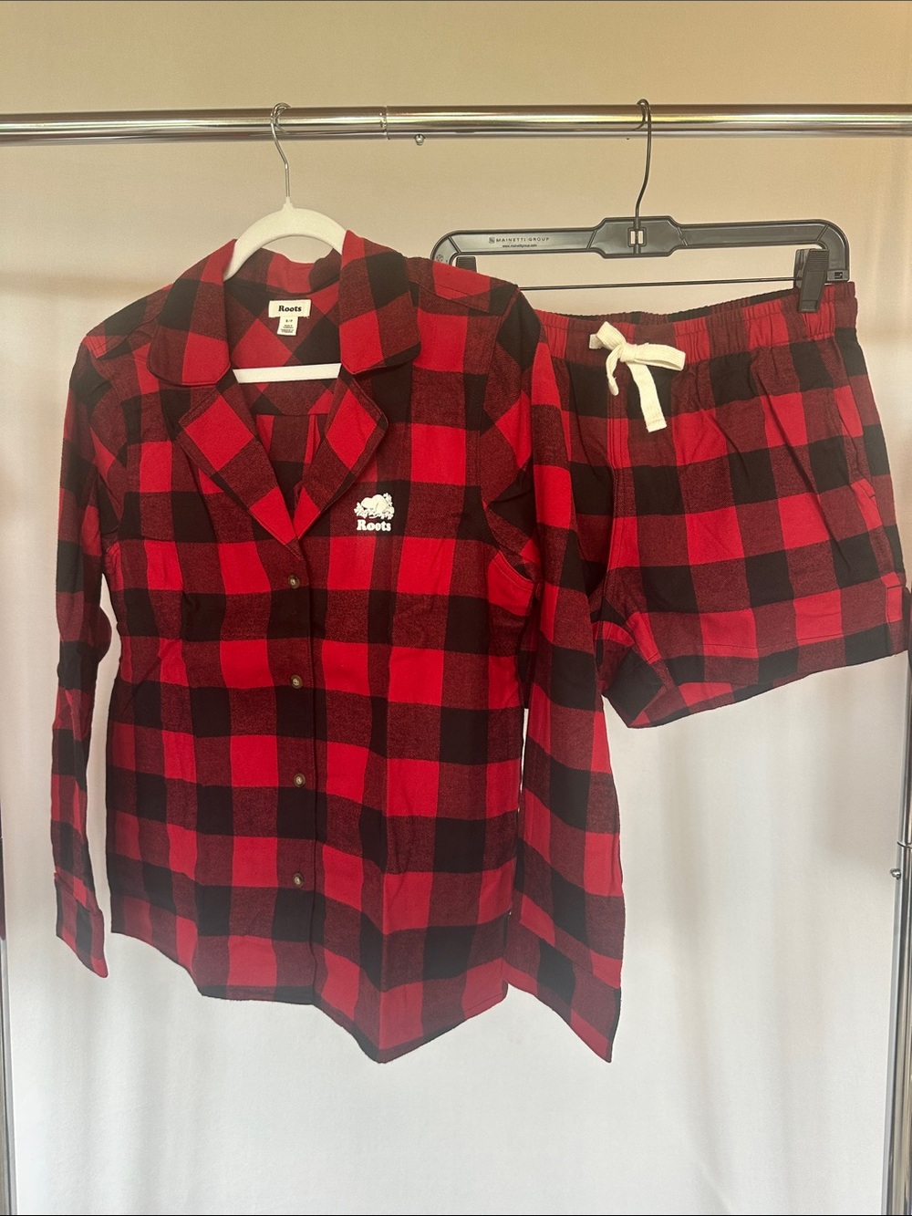 Roots Park Plaid Pajama Shorts Set - Women's Small NWT